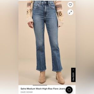 DAZE DENIM Soho Medium Wash High Rise Flare Jeans